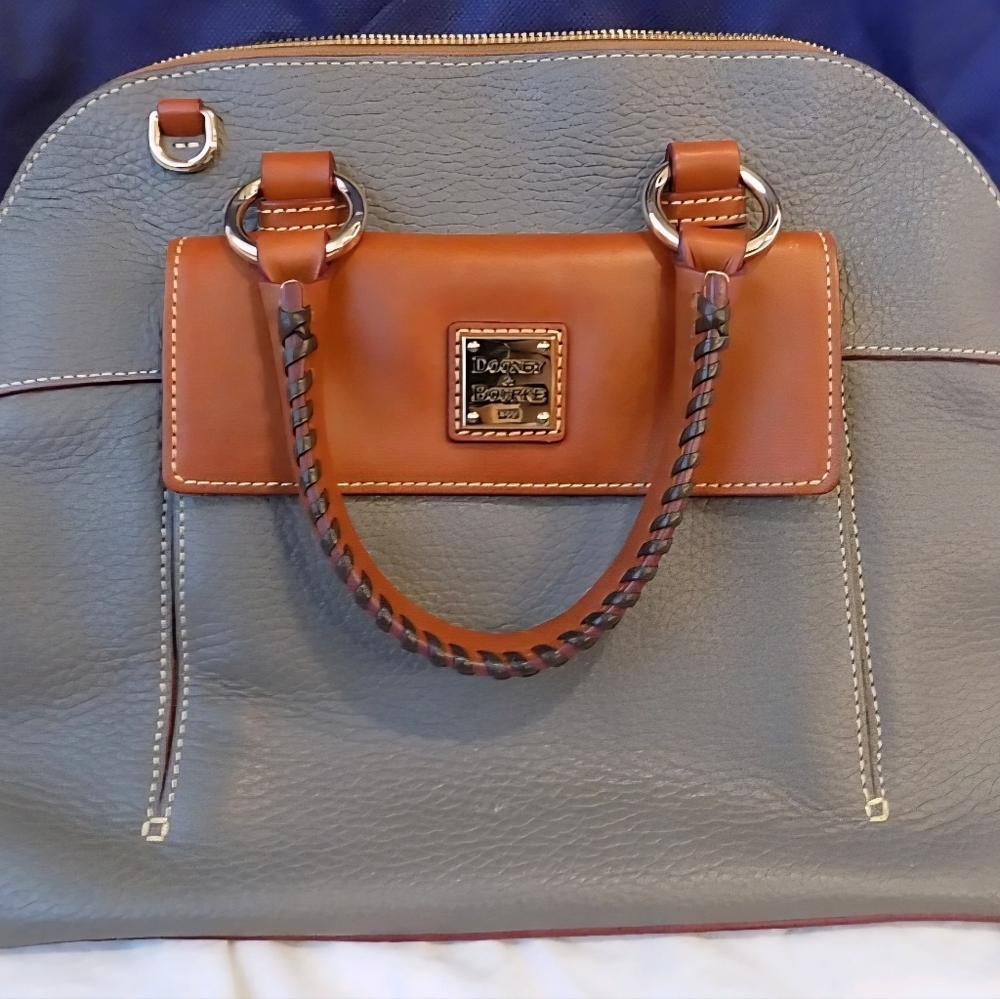 Dooney & Bourke Gray and Brown Leather Satchel